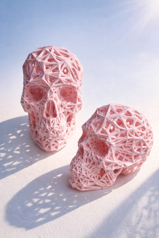 Escultura Caveira Estilo Veroni Tricolor 9x12cm Vazada Crânio