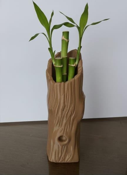 Vaso Decorativo Tronco De Árvore Marrom 3d 18 Cm X 6 Cm