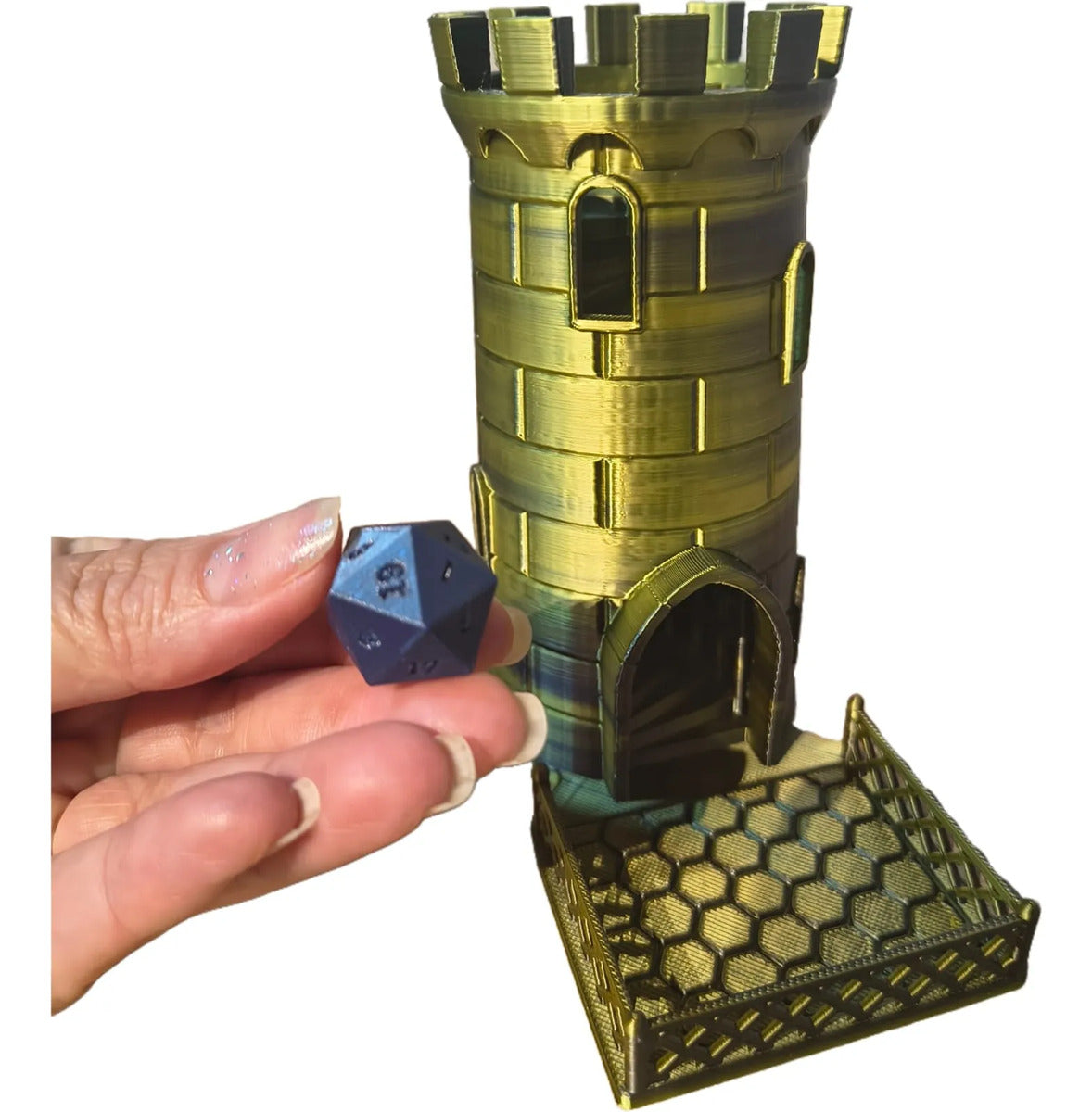 Castelo 13cm Para Dado D20 1,7cm Duo Verde E Preto Game