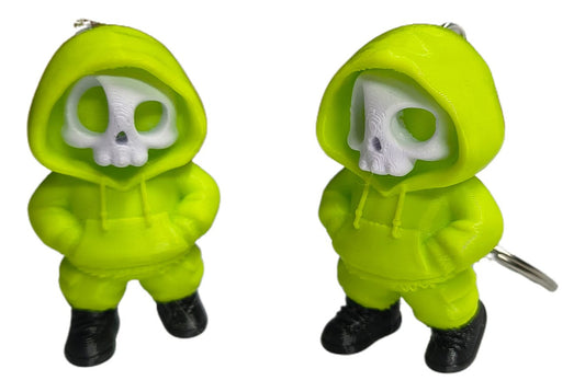 Chaveiro Caveirinha Com Moletom Verde Neon 4.5 X 3 Cm