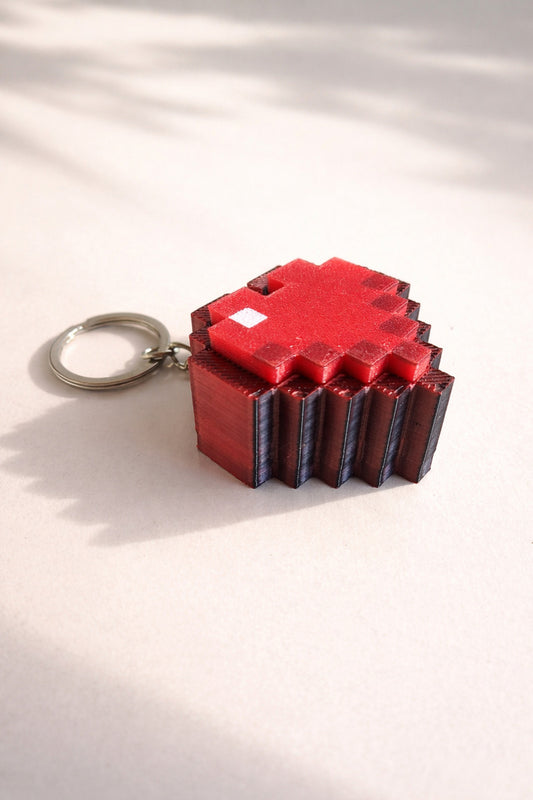 Keychain 1 Robust Minecraft Pixel Gamer Heart