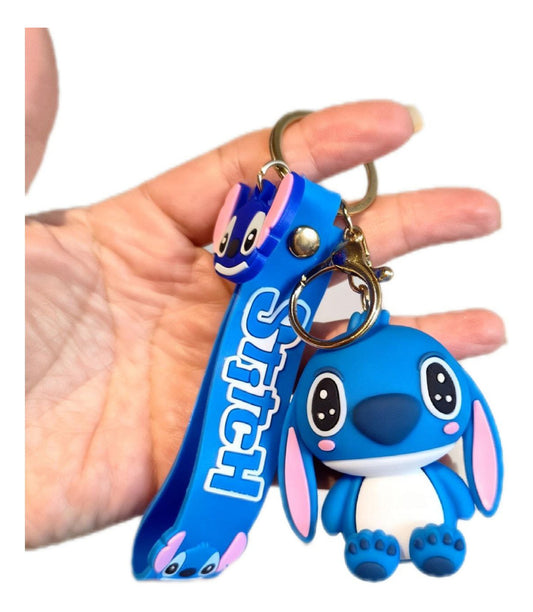 Chaveiros Stitch 3d Emborrachado Premium Grande Azul Rosa