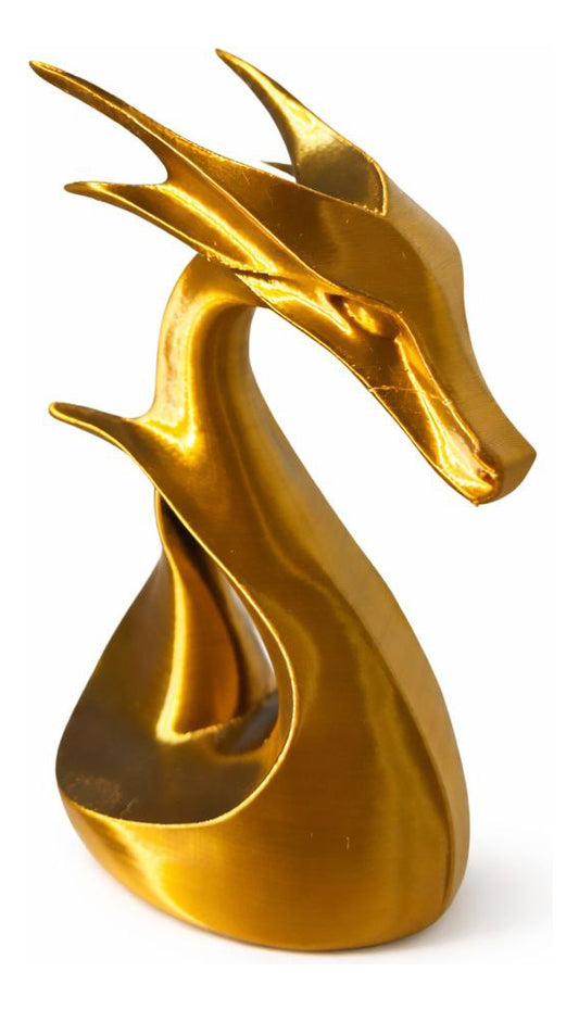 Escultura Dragão Moderno Dourado E Preto 13 Cm