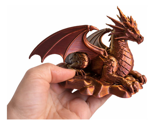 Escultura Dragão Cor Tricolor Linha Premium Ouro Prata E Dou