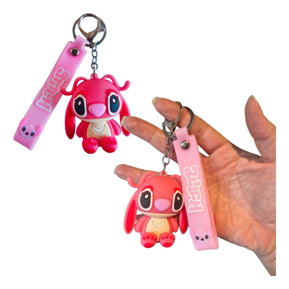 Stitch 3D Rubberized Premium Large Blue Pink Keychains