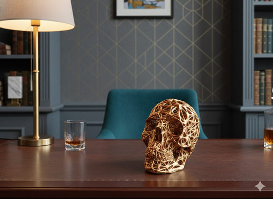 Escultura Caveira Estilo Veroni Tricolor 9x12cm Vazada Crâni