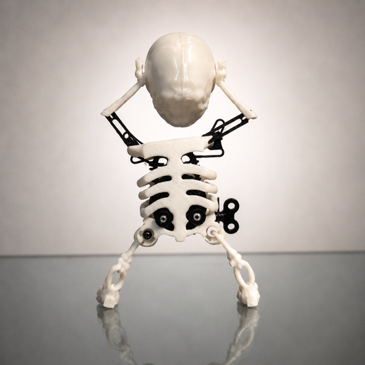 Esqueleto caveira Mecânico de Dar Corda impresso em 3D