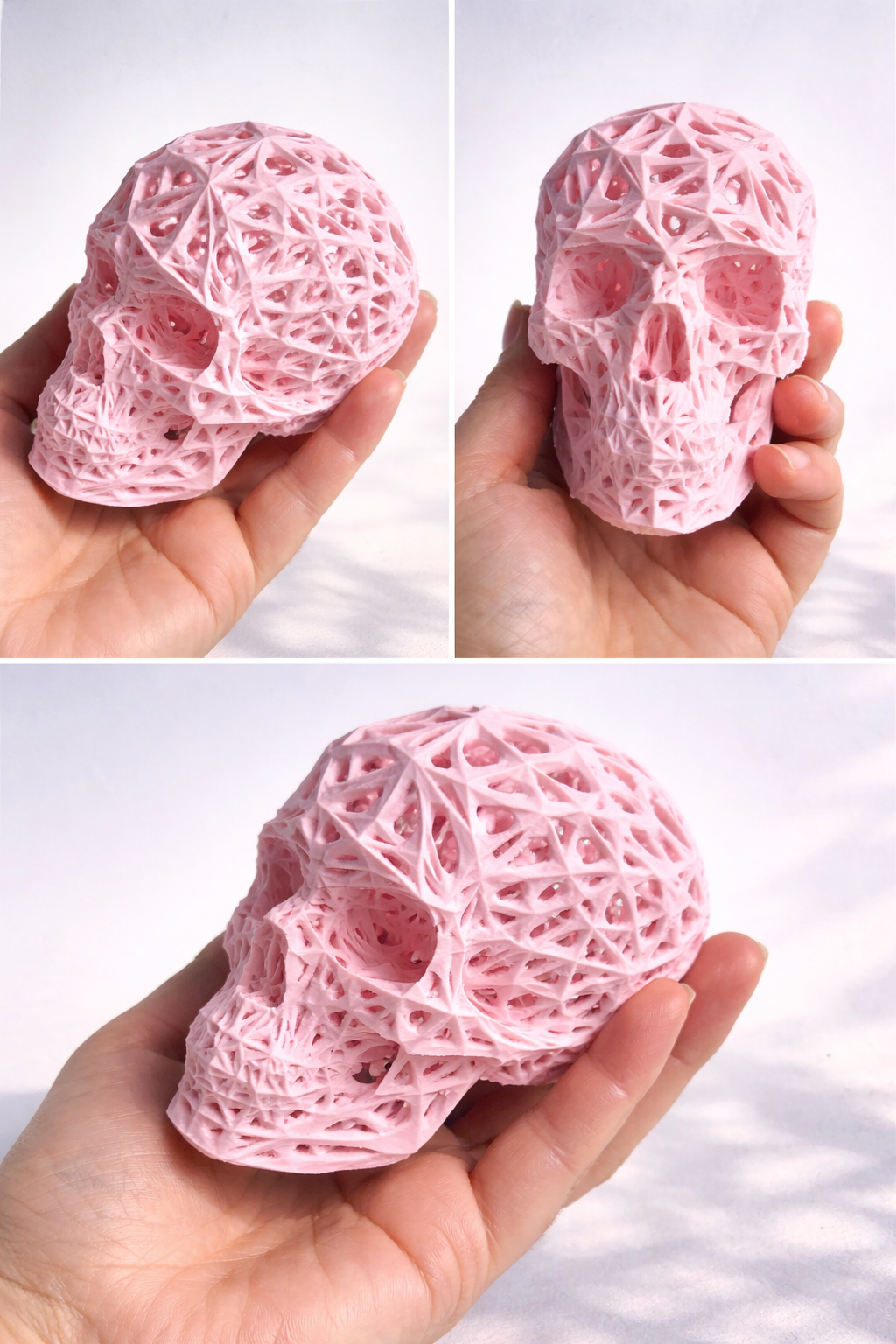 Escultura Caveira Estilo Veroni Tricolor 9x12cm Vazada Crânio