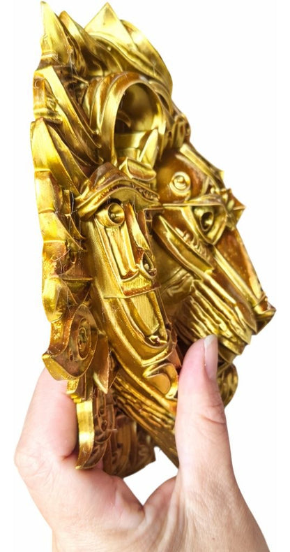 Escultura Leão De Parede Tricolor Premium Ouro Prata E Dou