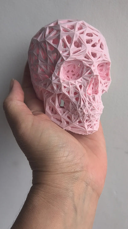 Escultura Caveira Estilo Veroni Tricolor 9x12cm Vazada Crâni