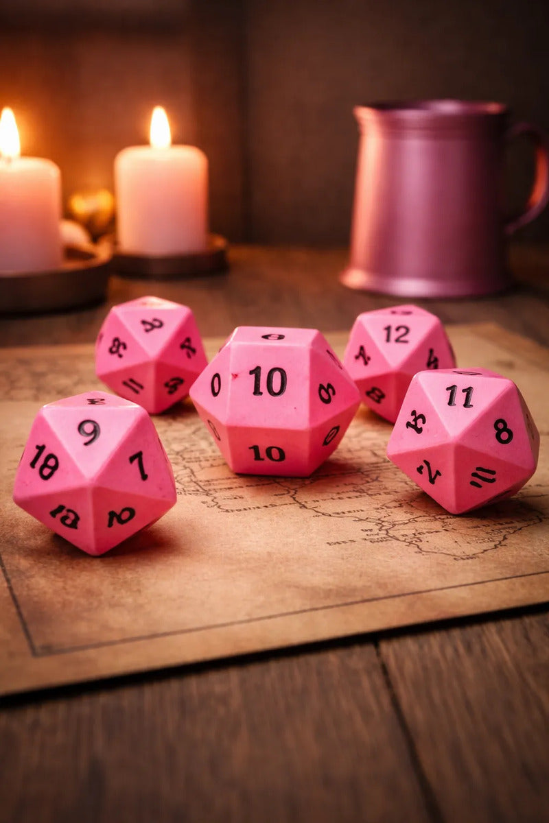 Kit 6 Dados D20 Faces Premium Rpg Jogos 3d 5cm 29g Colorido