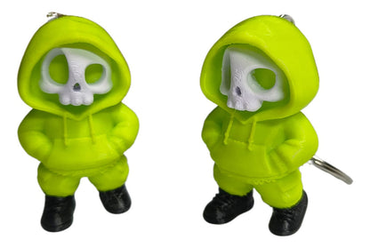 Chaveiro Caveirinha Com Moletom Verde Neon 4.5 X 3 Cm