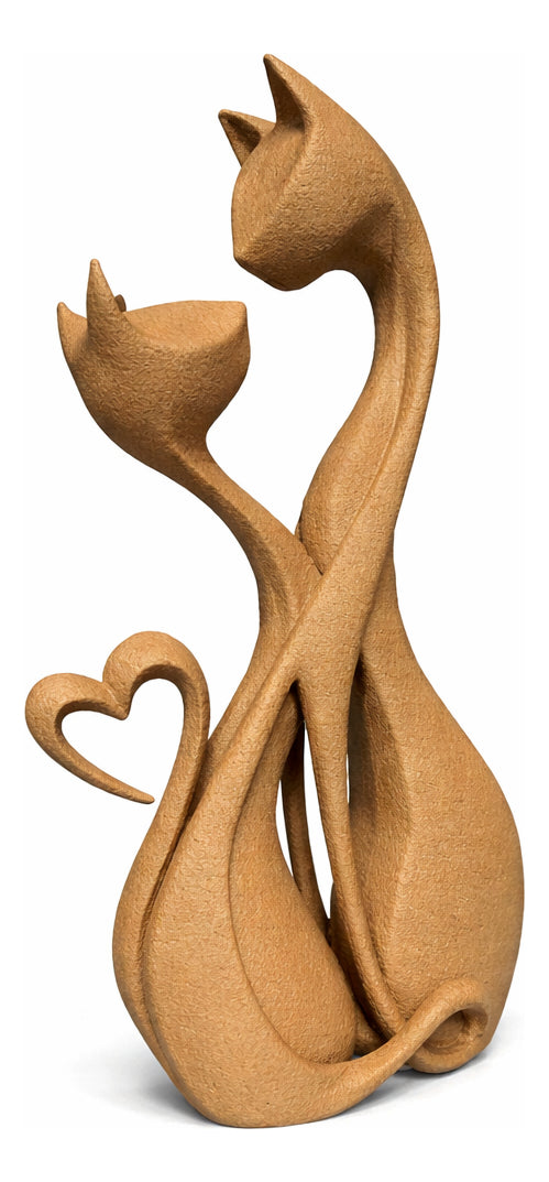 Estátua Decorativa  Gatos Apaixonados 3d 20 Cm