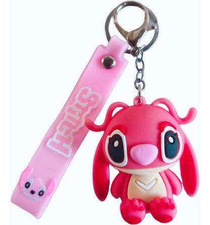 Stitch 3D Rubberized Premium Large Blue Pink Keychains