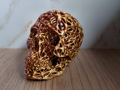 Escultura Caveira Estilo Veroni Tricolor 9x12cm Vazada Crâni