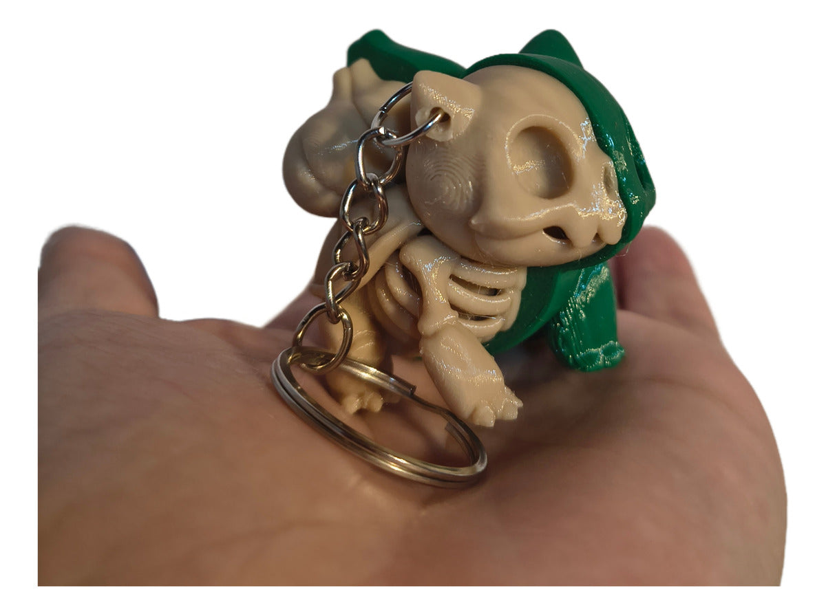 Bulbasaur Skeleton Dual Green Goth Keychain