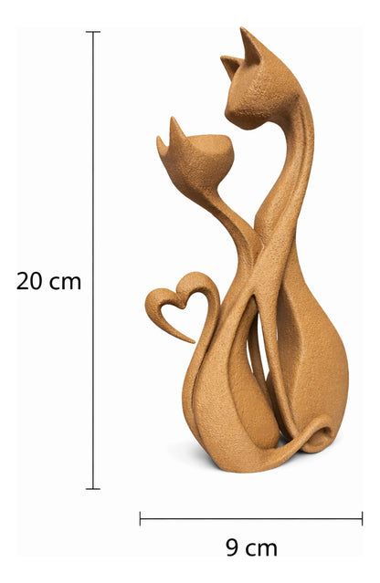 Estátua Decorativa  Gatos Apaixonados 3d 20 Cm