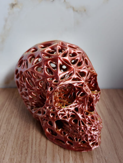 Escultura Caveira Estilo Veroni Tricolor 9x12cm Vazada Crâni