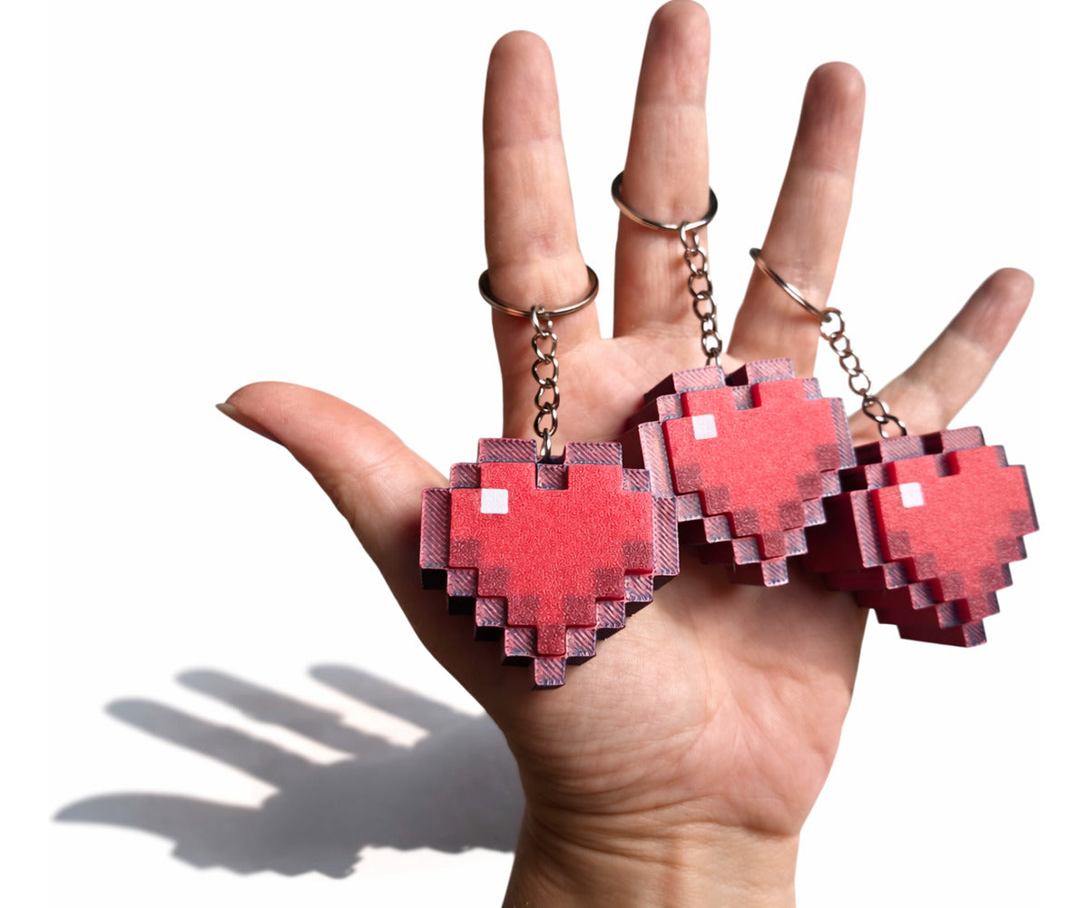 Chaveiro  1 Coração Minecraft Robusto Pixel Gamer