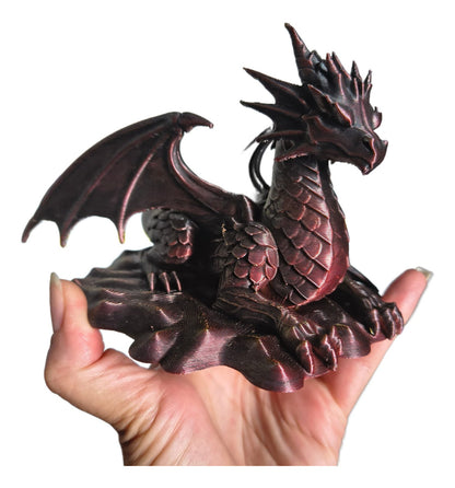 Escultura Dragão Cor Tricolor Linha Premium Ouro Prata E Dou