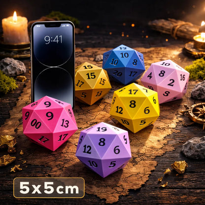 Kit 6 Dados D20 Faces Premium Rpg Jogos 3d 5cm 29g Colorido