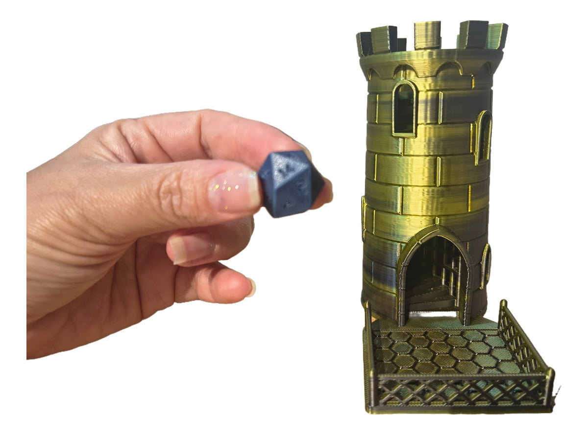 Castelo  13cm   Para Dado D20 1,7cm  Duo Verde E Preto Game