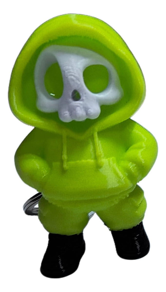 Chaveiro Caveirinha Com Moletom Verde Neon 4.5 X 3 Cm