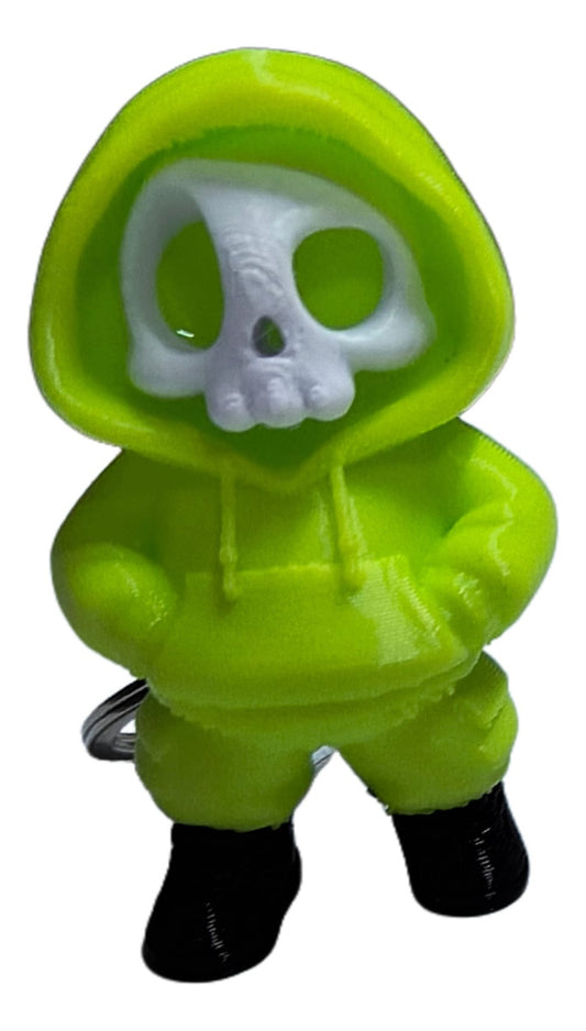 Chaveiro Caveirinha Com Moletom Verde Neon 4.5 X 3 Cm