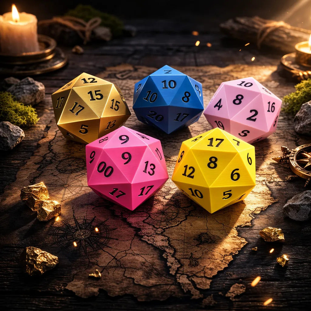 Kit 6 Dados D20 Faces Premium Rpg Jogos 3d 5cm 29g Colorido