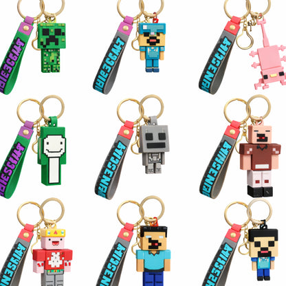 Collection 9-Piece Minecraft 3D Rubberized Keychain Set 5x3 cm