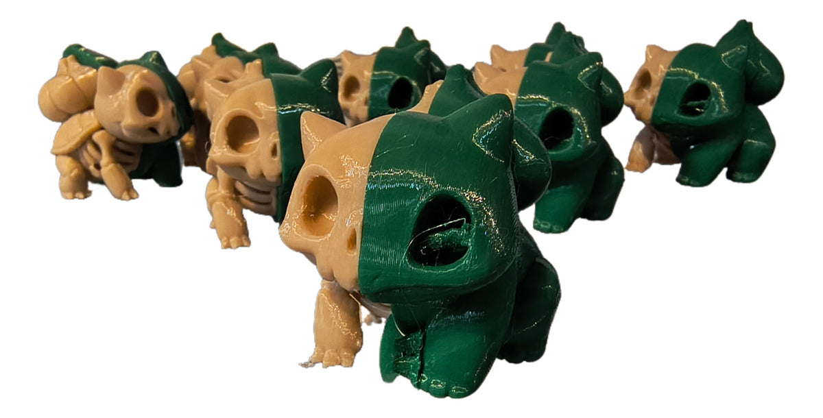 Bulbasaur Skeleton Dual Green Goth Keychain