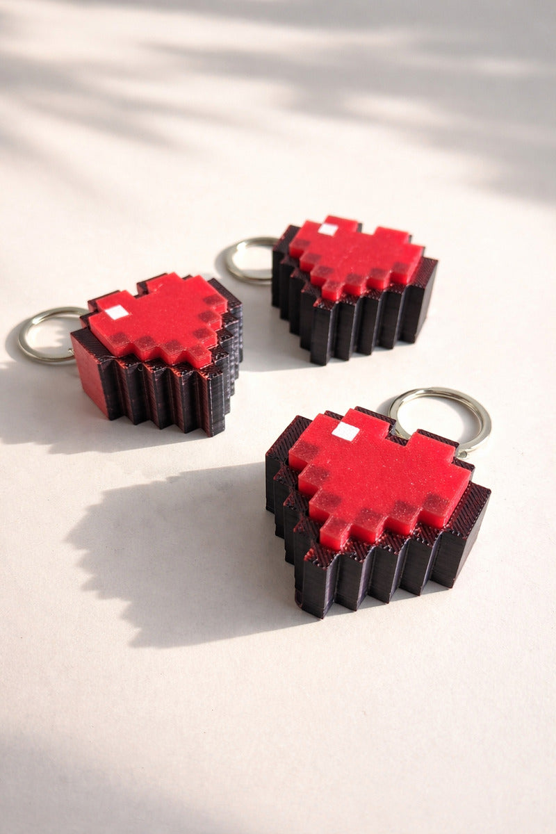 Chaveiro pixel Minecraft preto e vermelho dualcor