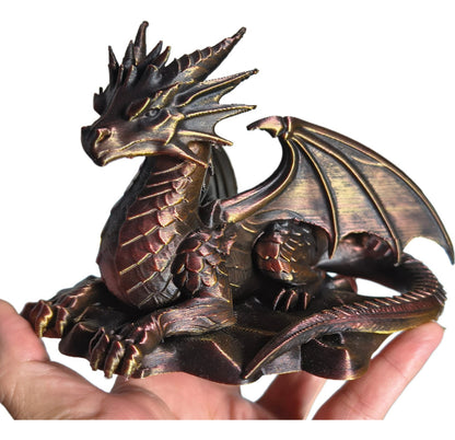 Escultura Dragão Cor Tricolor Linha Premium Ouro Prata E Dou