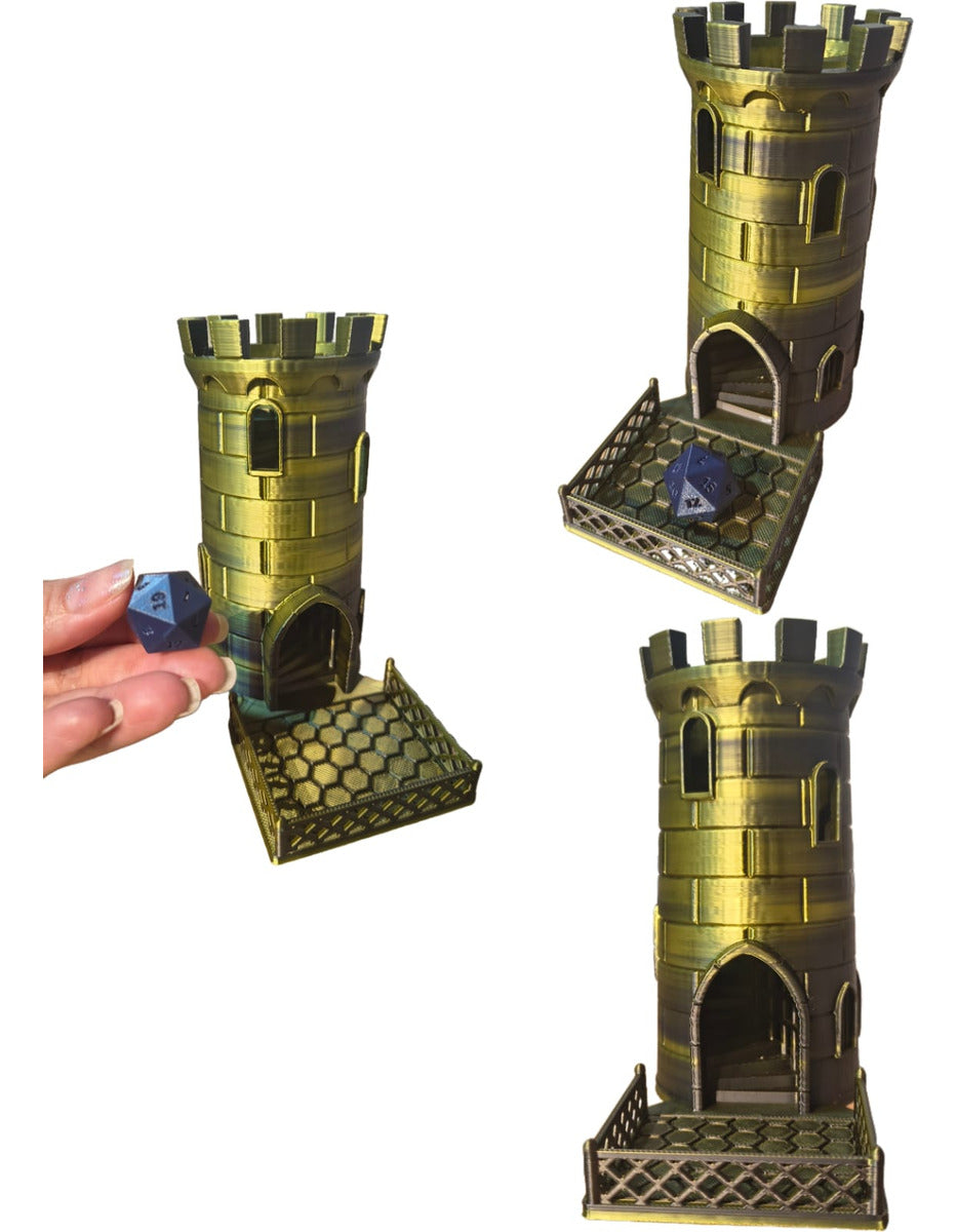 Castelo  13cm   Para Dado D20 1,7cm  Duo Verde E Preto Game