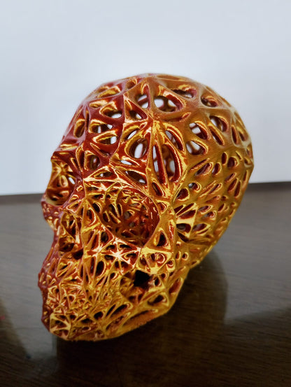Escultura Caveira Estilo Veroni Tricolor 9x12cm Vazada Crâni