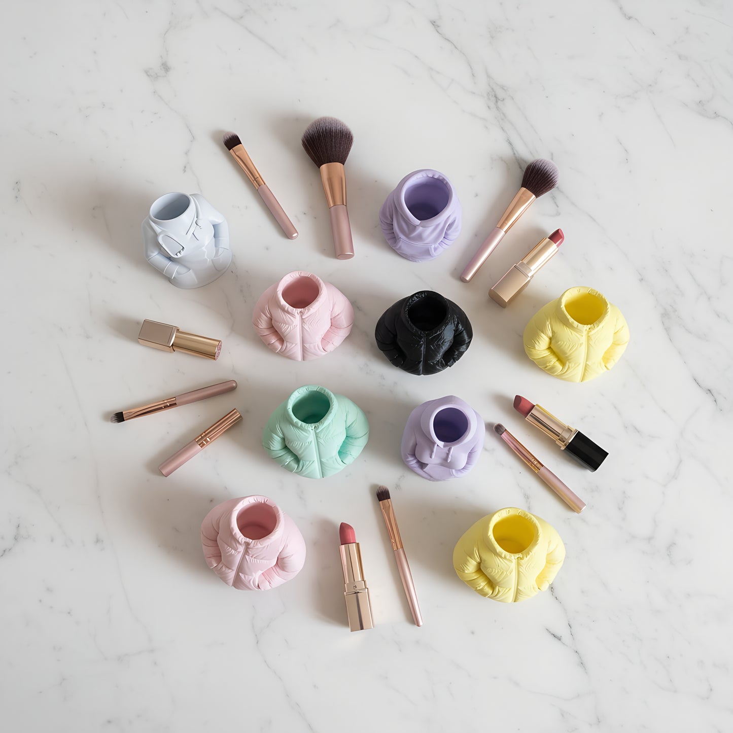 Porta trecos lápis ou caneta minimalista com modelos exclusivo da Kreate 3d em formato de jaqueta puffer , agasalhos. Moletons , cores tons pastéis e cores sólidas por Kreate 3d produzindo e entrega para todo o Brasil 