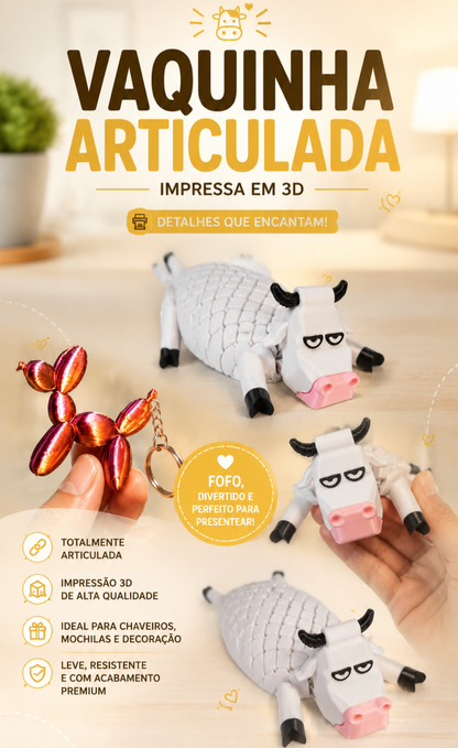 Decoração Articulada Vaquinha Mal Humorada Branco