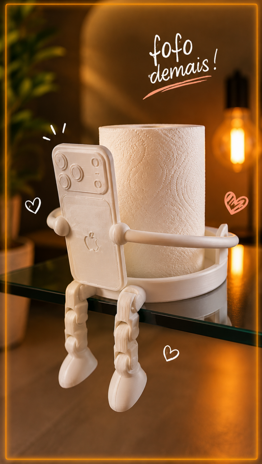Vaso Decorativo  Com Pernas Articuladas Para Papel Higiênico Branco