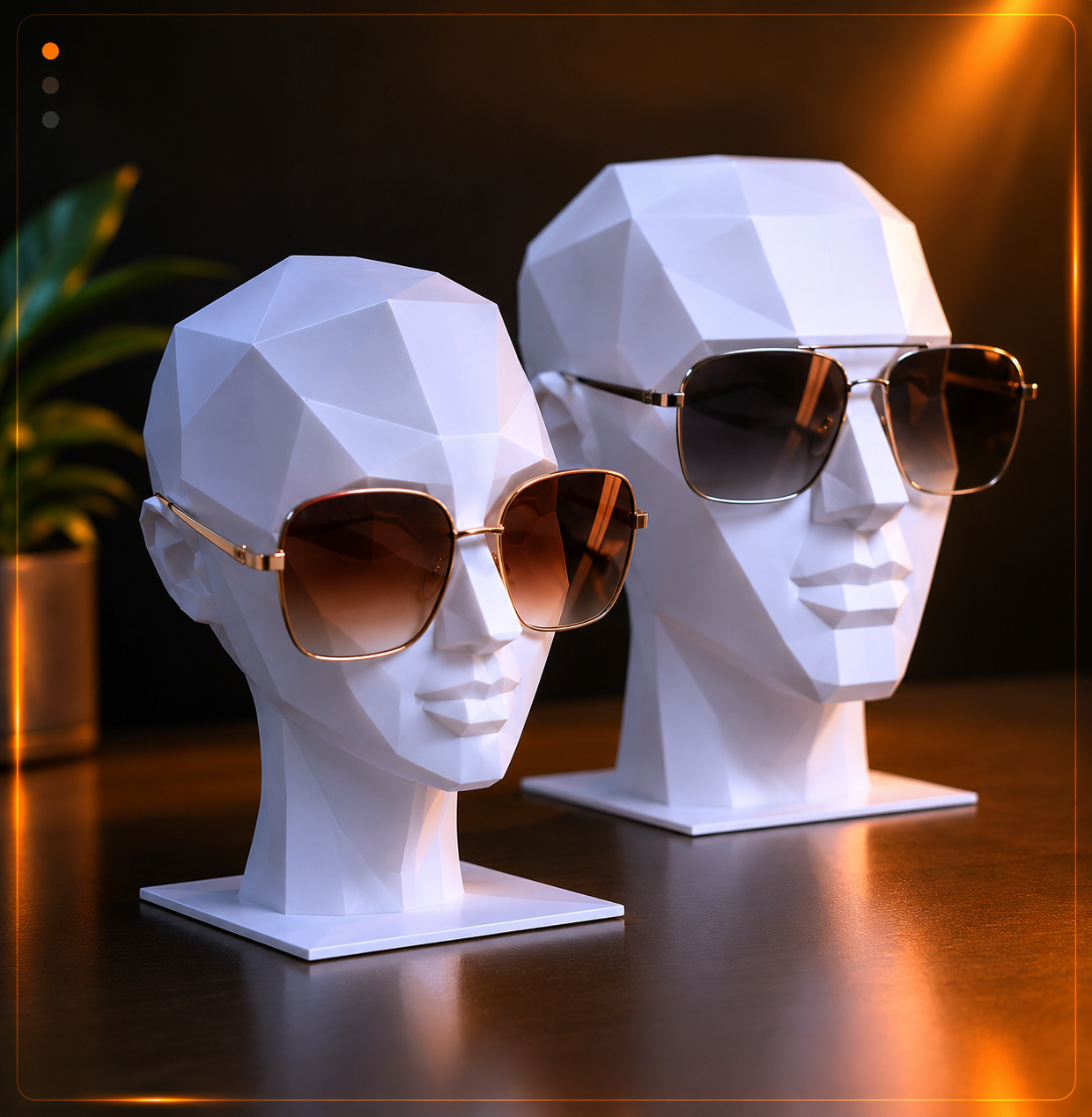 Escultura Cabeça Geometrica Suporte De Óculos E Fones Cabeça Masculina Cor Branca