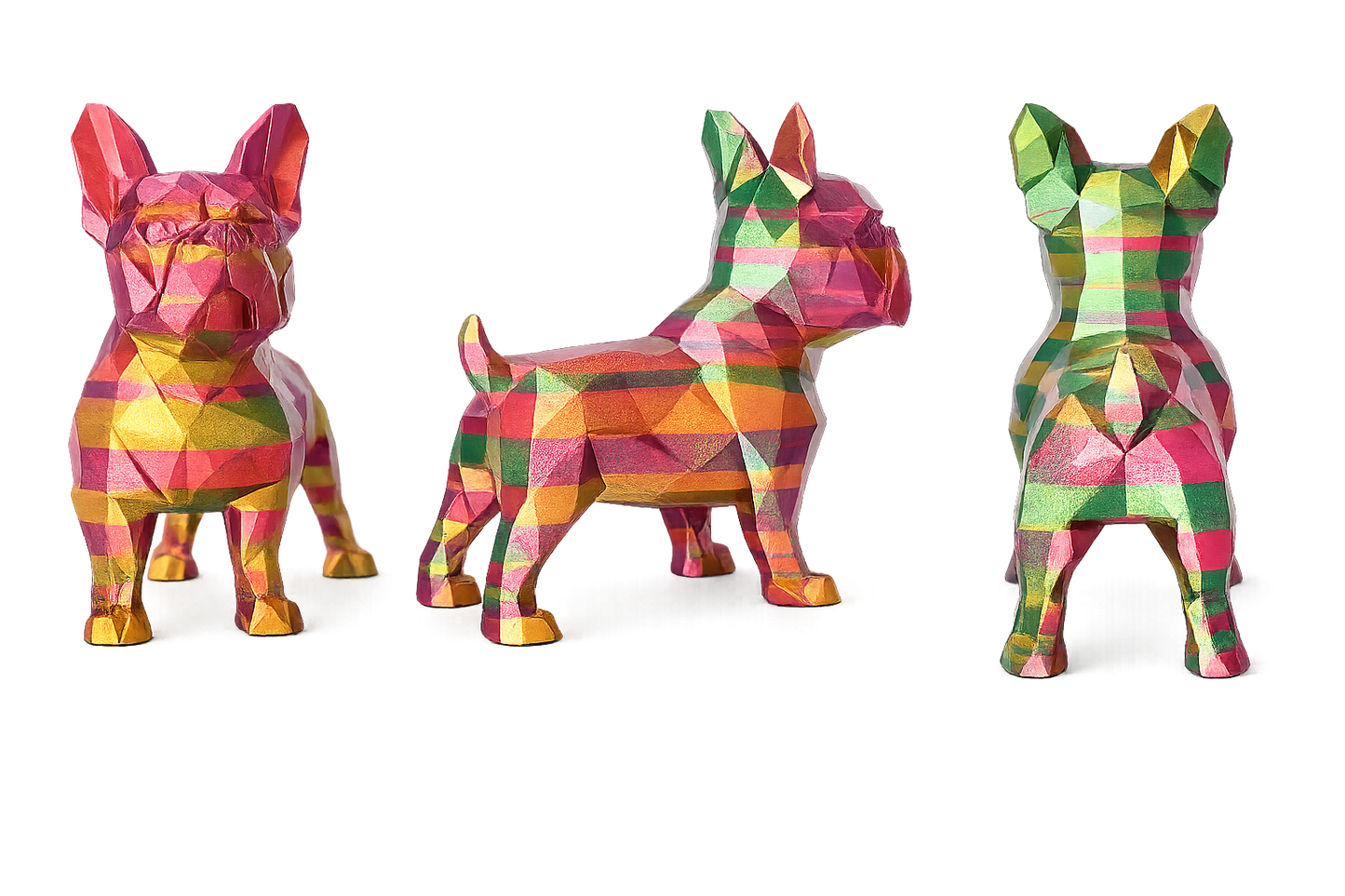 Escultura Cachorro Geométrico Tri Color – 25 cm