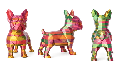 Escultura Cachorro Geométrico Tri Color – 25 cm