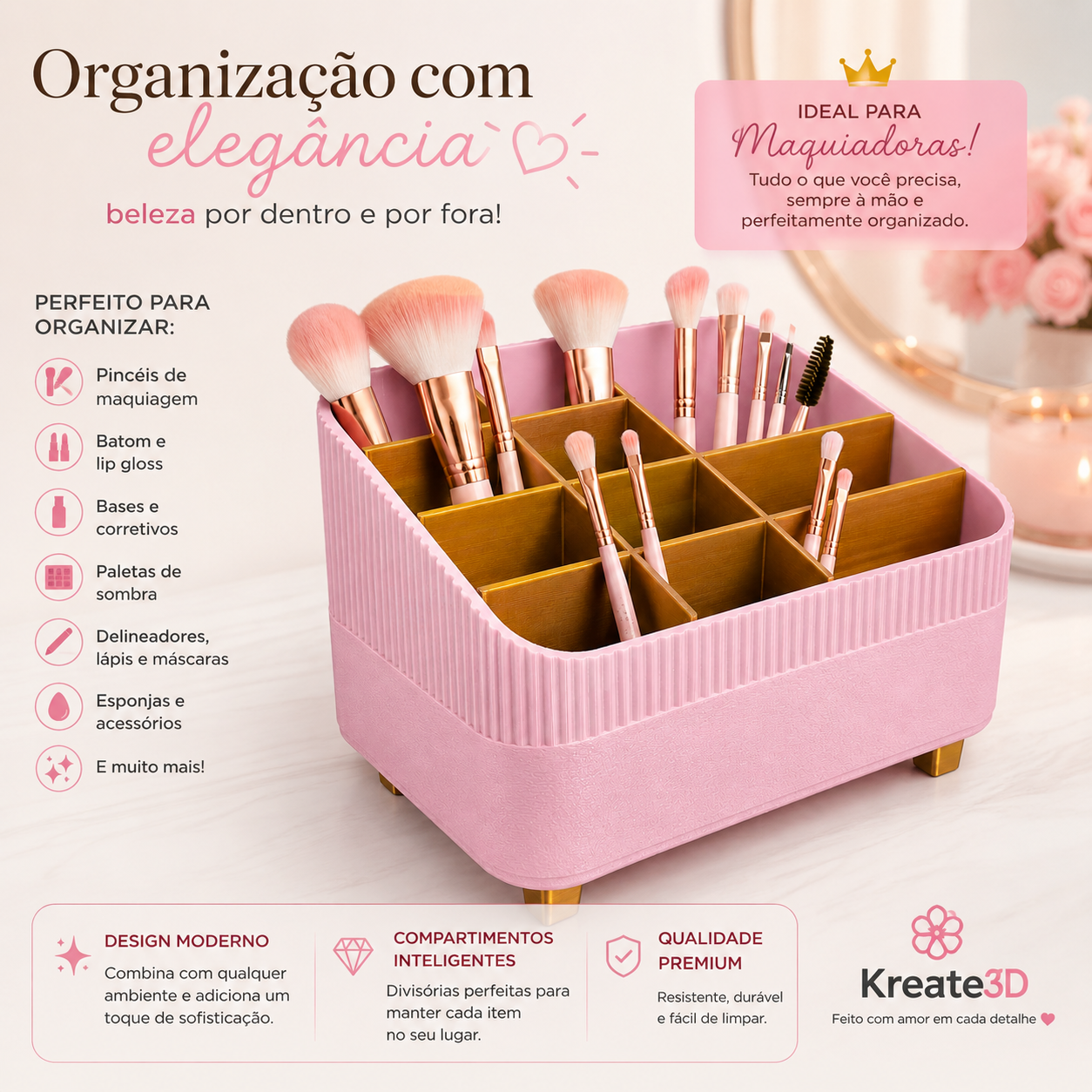 Organizador Multifuncional Nude com Divisórias 🤍✨