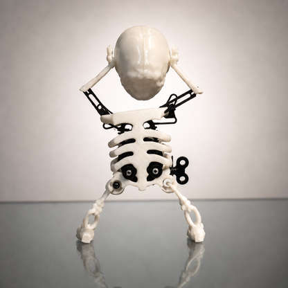 Esqueleto caveira  Mecânico de Dar Corda impresso em 3D