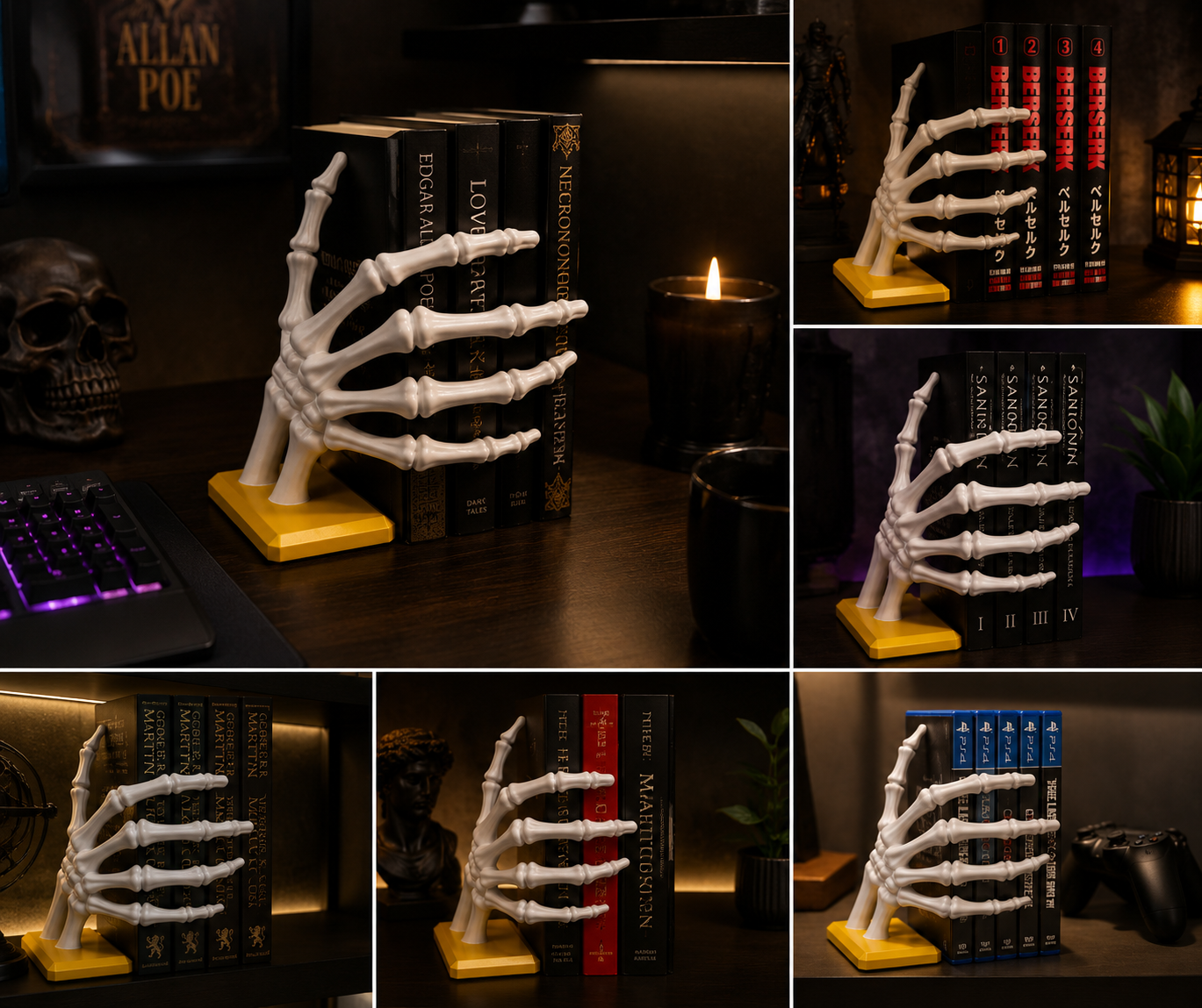 🙌✨ Par de Mãos Decorativas 3D Grande Branca com Base Marrom e Amarela 🤍🤎💛