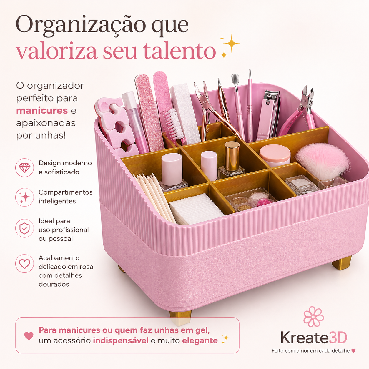 Organizador Multifuncional Nude com Divisórias 🤍✨