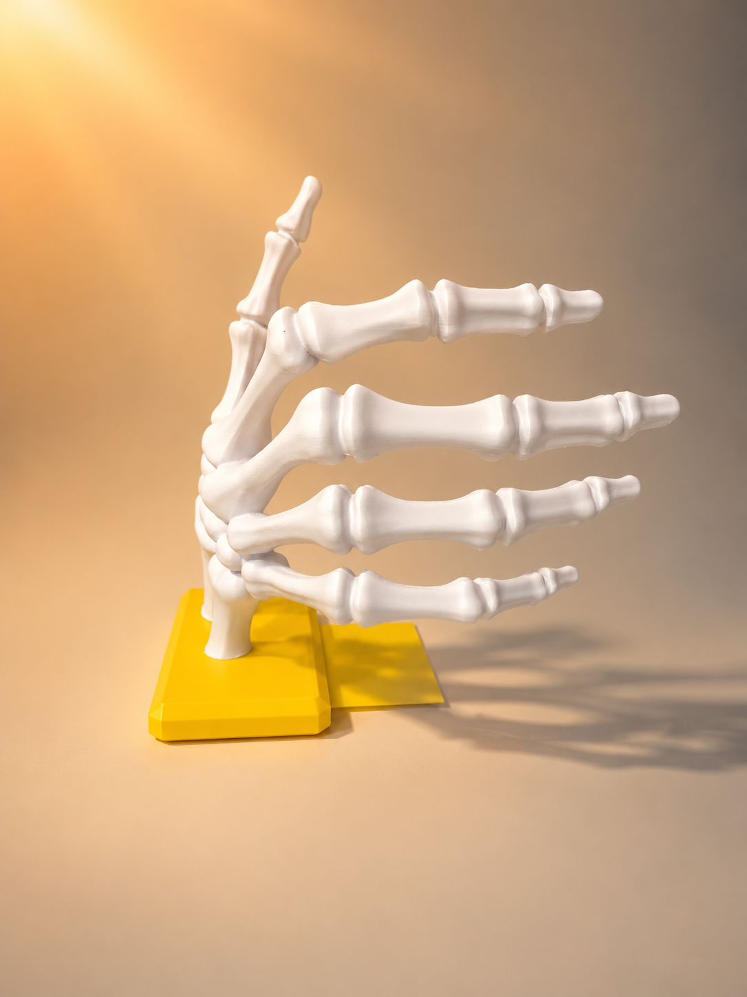 🙌✨ Par de Mãos Decorativas 3D Grande Branca com Base Marrom e Amarela 🤍🤎💛