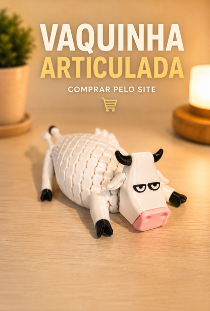 Decoração Articulada Vaquinha Mal Humorada Branco