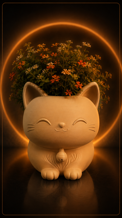 1 Vaso Cachepot Decorativo De Gatinho Para Plantas Marrom Gatinho