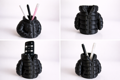 Porta-canetas E Porta-objetos De Mesa Design jaqueta longa  Puffer preta