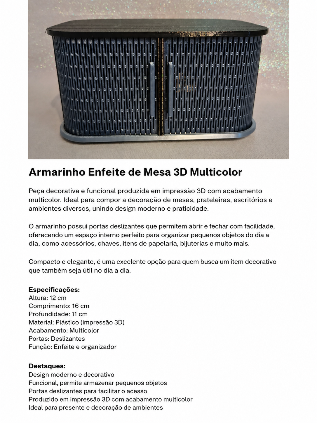 Enfeite Decorativo De Mesa Armarinho Com 2 Portas Retratil Multicor